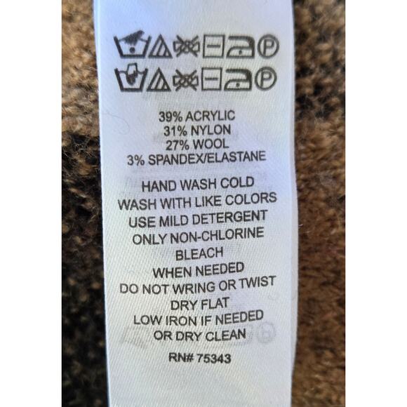 Tahari Camel Black Buffalo Check Wool Blend Turtleneck Tunic L - Picture 9 of 10